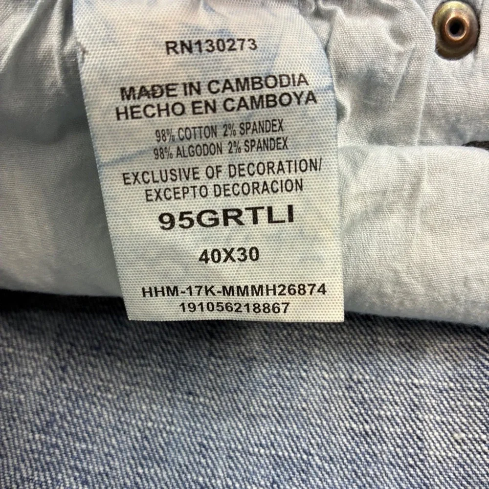 Wrangler Mens Size 40x30 Straight Fit Flex Blue Denim Jeans Light Wash Blue Tag